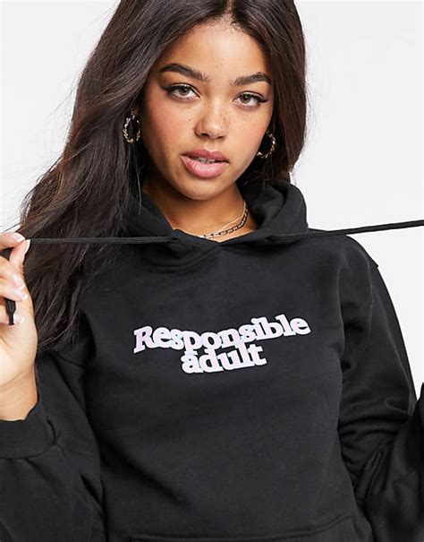 Skinny Dip Hoodie Met Sloganprint In Zwart Asos