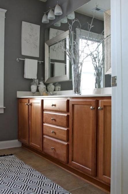 Get trade quality cabinets & other bathroom furniture at low prices. 59+ Ideas bath room brown cabinets gray walls #bath ...