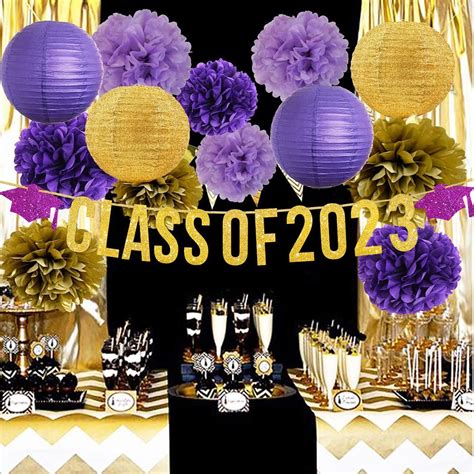 Buy Graduation Decorations 2023 Purple Goldclass Of 2023 Graduation