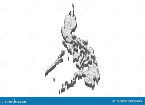 Philippines Map In 3d 3d Map With Borders Of Regions Stock