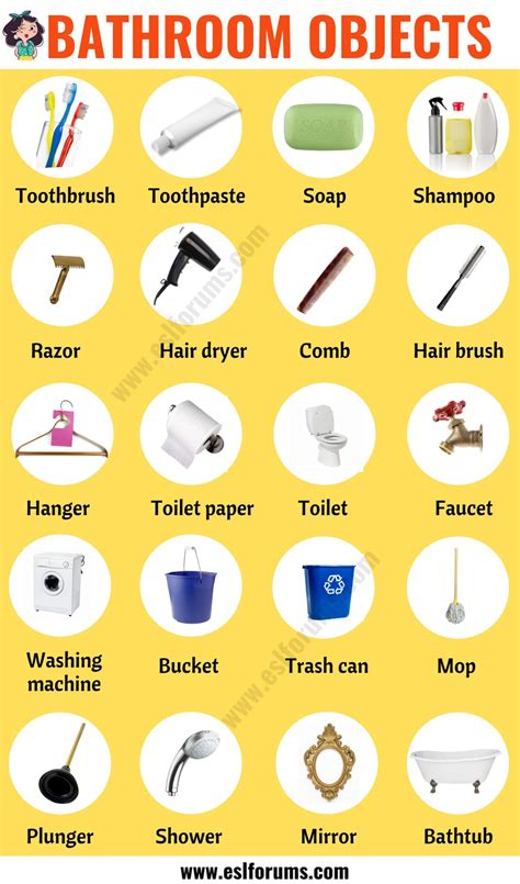 Bathroom Accessories List Of Objects In The Bathroom With Esl Picture