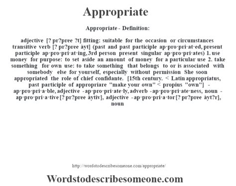 Appropriate Definition Appropriate Meaning Words To Describe Someone
