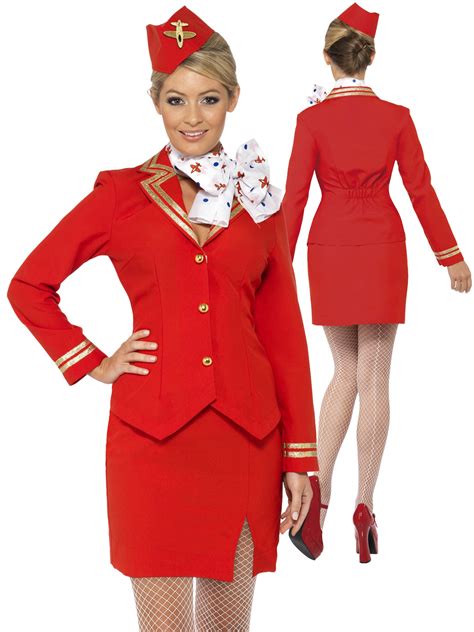 Ladies Air Hostess Costume Stewardess Cabin Crew Fancy Dress Uniform