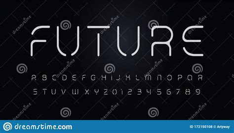 Future Stencil Alphabet Thin Segment Line Font Minimal Type For