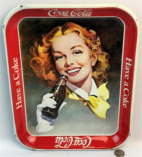 Sold Price Vintage Coca Cola Metal Serving Tray W Red Head Beauty