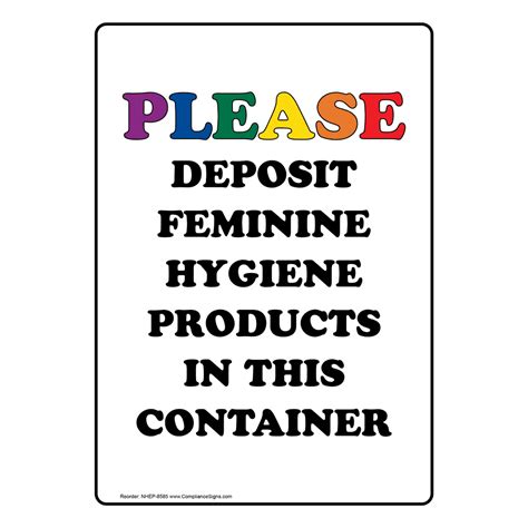 Deposit Feminine Hygiene Products In Container Sign Nhe
