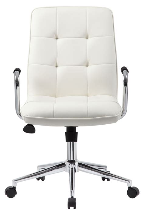 Modern Office Chair Wchrome Arms White Bosschair