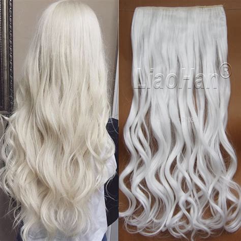 Platinum blonde to jet black, we have a professional quality extension to match your look. Women Hair Extensions White Color 60cm Long Synthetic ...