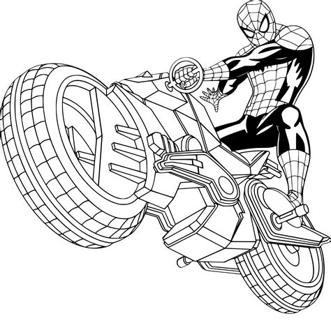 Coloriage Spiderman Moto Gratuit à Imprimer
