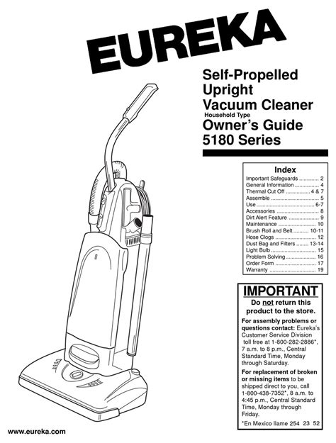 Eureka 5180 Series Owners Manual Pdf Download Manualslib