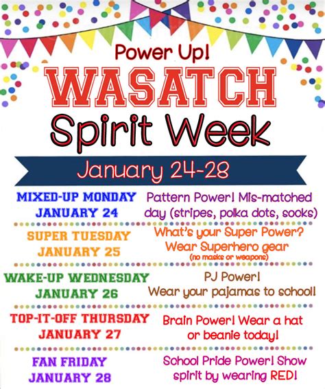 Wasatch Spirit Week Activities And Volunteer Opportunities Wasatch