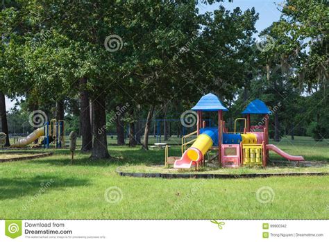 Playground Under Lush Of Oak Tree Editorial Photography Image Of