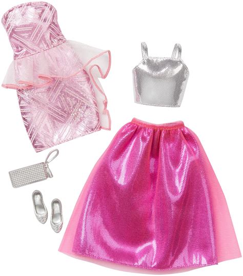 Barbie Fashion 2 Pack Fancy Pink And Silver Dresses For 825