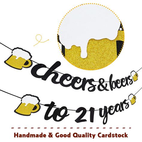 Buy 21th Birthday Decorationscheers And Beers To 21 Years Banner Black