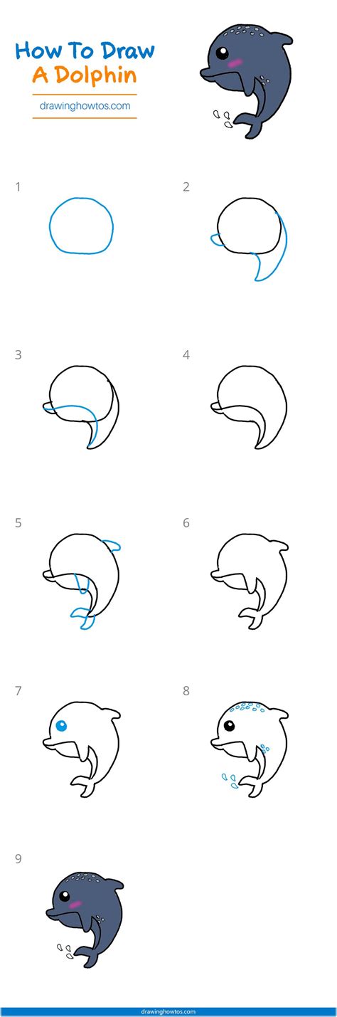 How To Draw A Dolphin Step By Step Easy Drawing Guides Drawing