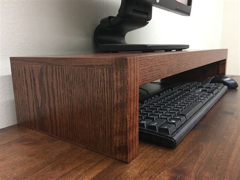 Modern Computer Led Lcd Tv Monitor Riser Stand Oak Wood By Jdi Home