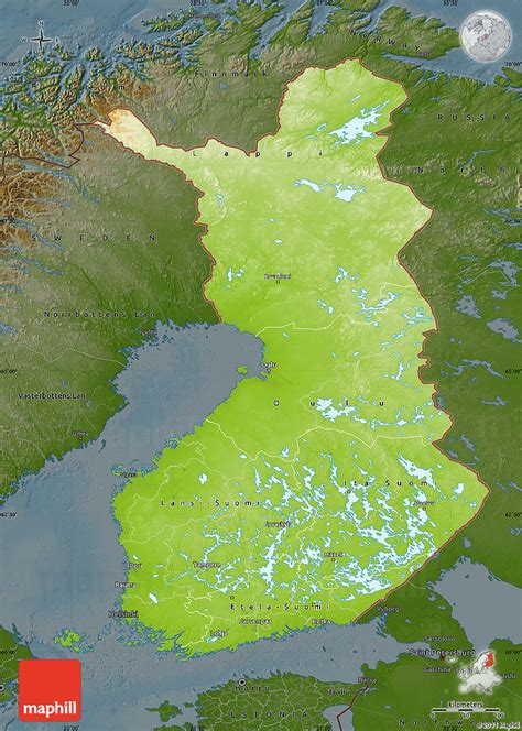 Physical Map Of Finland Darken