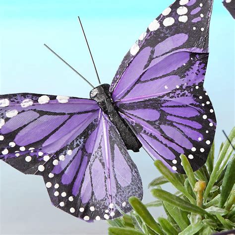 Artificial Lavender Monarch Feathered Butterflies Birds And Butterflies
