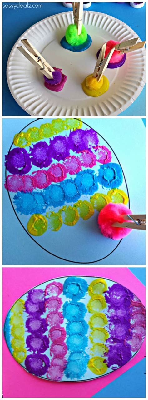 Pom Pom Easter Egg Painting Craft For Kids For Kids