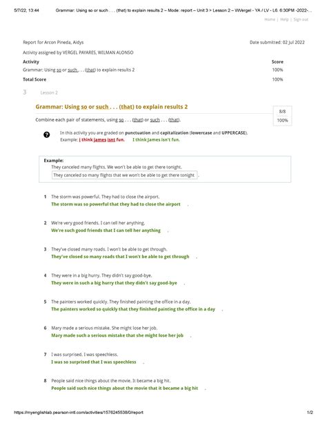 Grammar Using So Or Such That To Explain Results 2 Mode Report Unit 3 Lesson 2