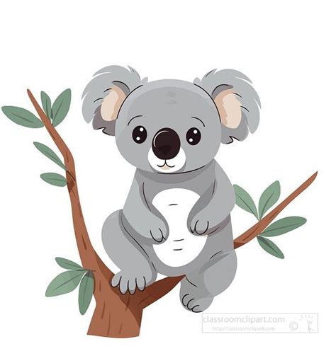 Koala Clipart Koala Rests In Tree Surrounded By Eucalyptus Leaves Clip Art