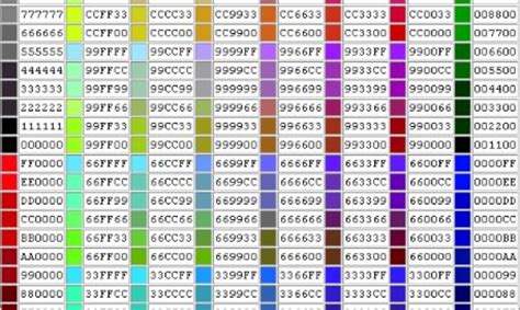 Tabela De Cores HTML Com Nome RGB E Hexadecimal