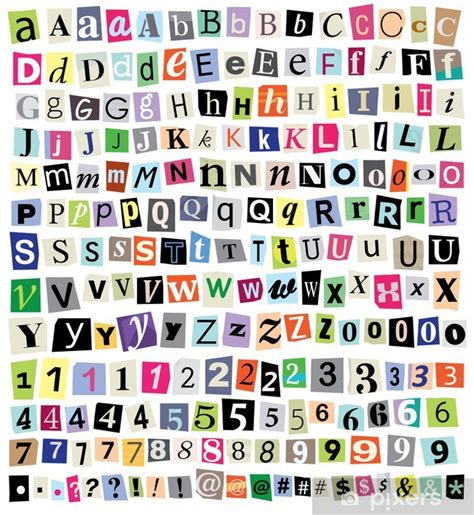 Vector Ransom Note- Cut Paper Letters, Numbers, Symbols Sticker