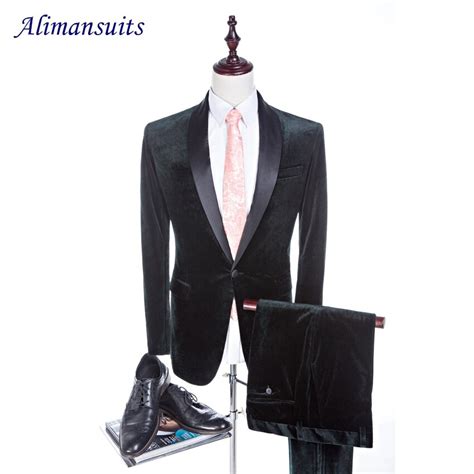 Classic Style Velvet Groom Tuxedos Shawl Lapel Groomsman Suit Wedding