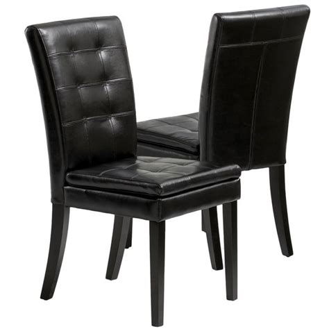 Dining chairs don't just have to look good, but should feel good, too. Luna Black Bonded Leather Dining Chair (Set of 2 ...