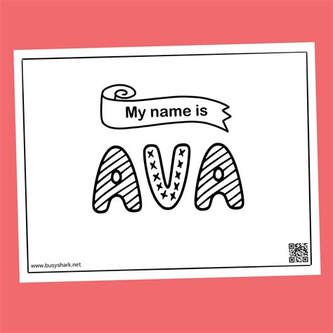 Free Name Ava Coloring Page Busy Shark