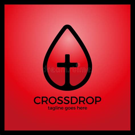 Cross Drop Logo Christ Blood Logotype Stock Illustration