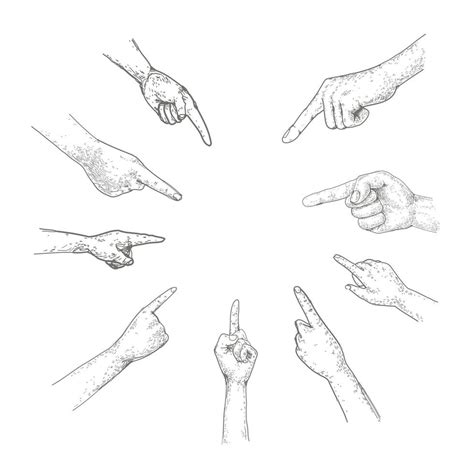 Hand Drawn Vector Illustration Of Hand Point Isolated On White