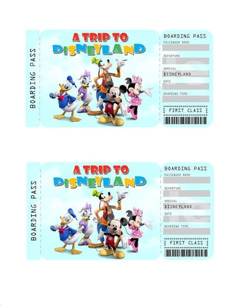 Print out boarding passes in advance. Printable Ticket to Disney (Disneyworld/Disneyland ...