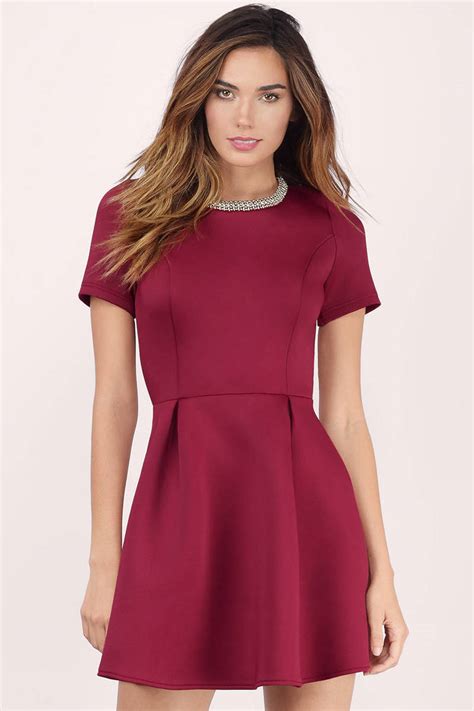 Sexy Wine Dress Jeweled Dress Beaded Wine Dress Skater Dress