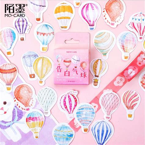46 Pcspack Cute Lovely Hot Air Balloon Label Stickers Decorative