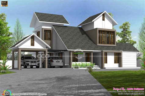 2920 Square Feet 4 Bhk Sloping Roof Style House Rendering Kerala Home