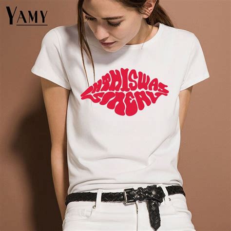 2018 Funny T Shirts Cotton White Graphic Tees Women Tops Kawaii Lip Summer Top Women Tshirt