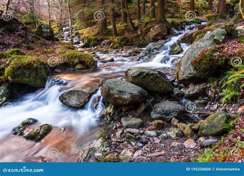 Cascades And Small Waterfalls On A Mountain Stream Or Creek Between