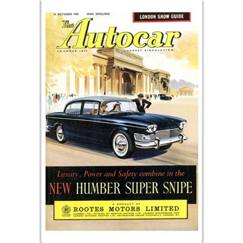 1960 Humber Super Snipe Art Poster Great British Car Journey