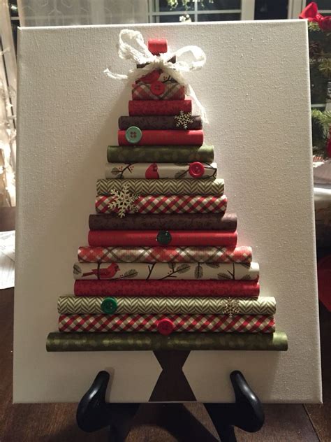 Christmas Tree Made Out Of Rolled Up Scrapbook Paper On Canvas