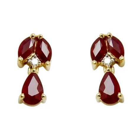 Ruby Earrings Fantastic Fashionable Floral Design Earring With Ruby
