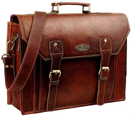 Mens Genuine Leather Briefcase Messenger Bag Sturdy Durable Best