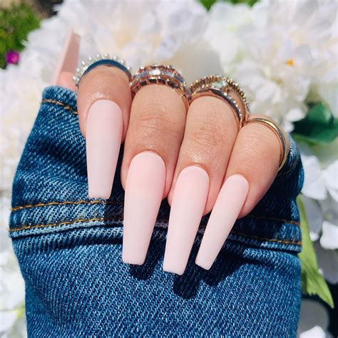 Ready To Ship Bubbly Coffin Shape Nails Baby Pink Nails White