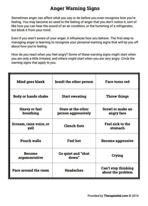 Anger Worksheets For Kids And Teens 35 Anger Worksheet For Youth