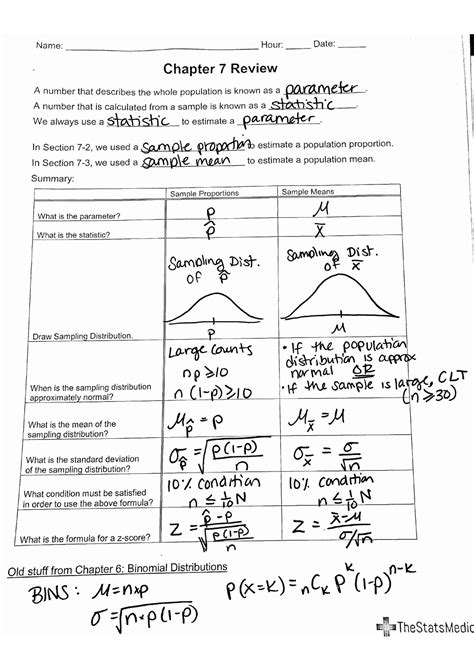 Stats Medic Ap Stats Chapter 7 Review Sheet Answer Key Studocu