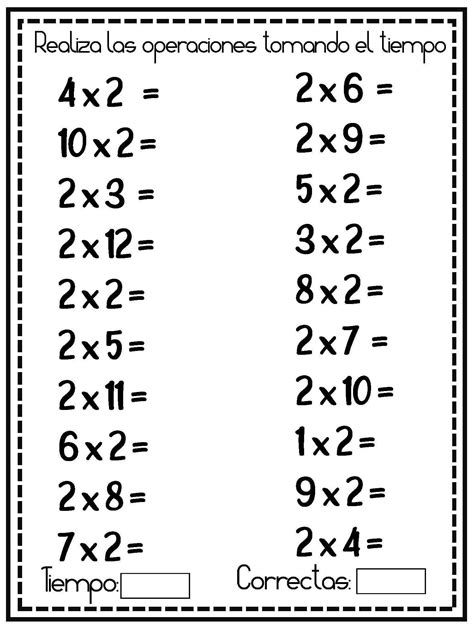 Multiplicaciones Sencillas Repasamos Tablas De Multiplicar 2