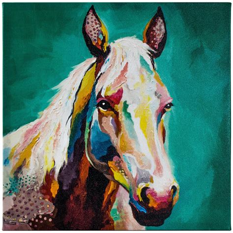 5 star customer rating · quality custom framing Colorful Horse Painting Wrapped Canvas Print | Colorful ...