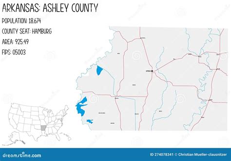 Map Of Ashley County In Arkansas Usa Stock Vector Illustration Of
