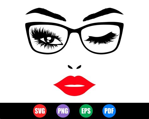 Winking Svg  Silhouette Face With Long Lashes Clip Art Woman Face In