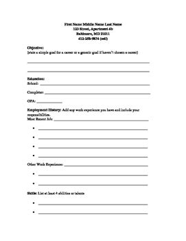 Simple resume formats are to be used based on the types of templates they are. Fill in the Blank resume by Lynn Lazzara | Teachers Pay ...